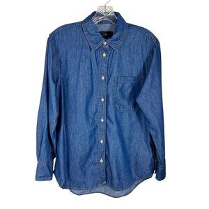 7 For All Mankind Women's XS Denim Olivia Shirt Blue Button EUC LS